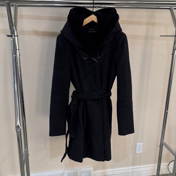 Calvin Klein Women's Black Belted Trench Coat